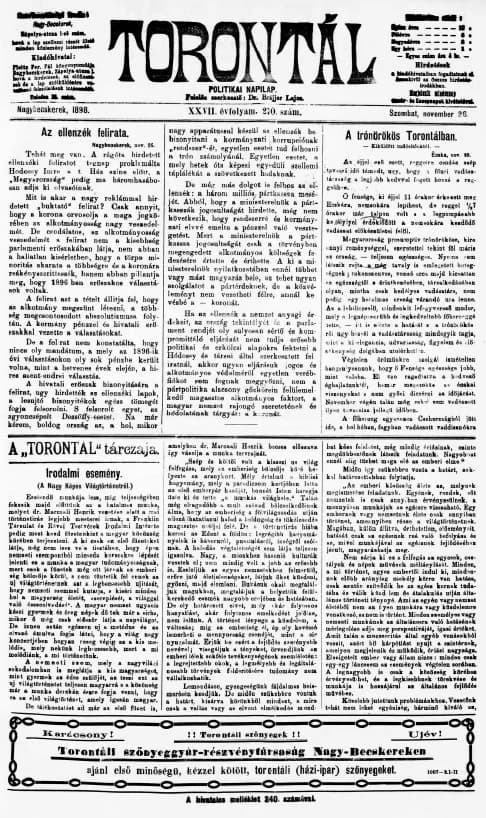Torontál, 27. évf. 1898. november 26. 270. sz.