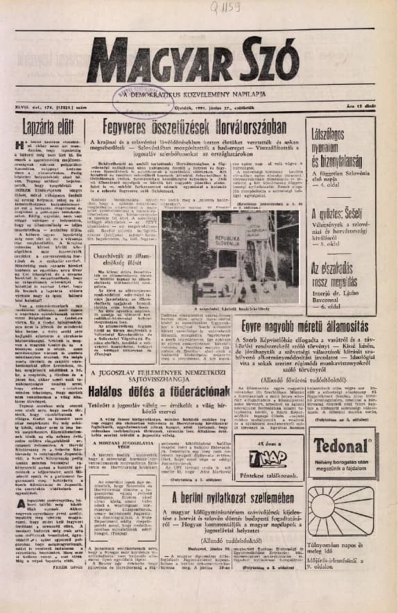 Magyar Szó, 48. évf. 1991. június 27. 174. sz. 1–16. oldal