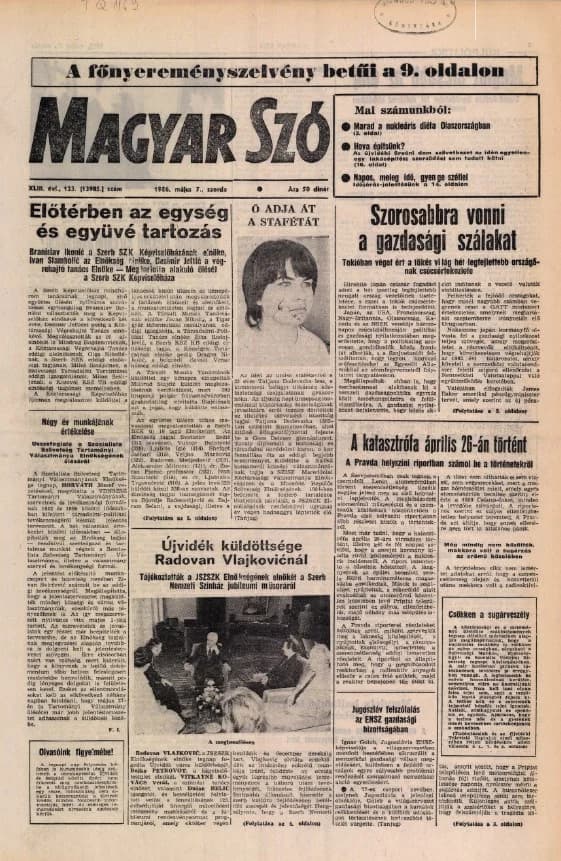Magyar Szó, 43. évf. 1986. május 7. 123. sz. 1–16. oldal