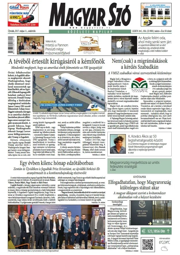 Magyar Szó, 74. évf. 2017. május 11. 106. sz. 1–20. oldal