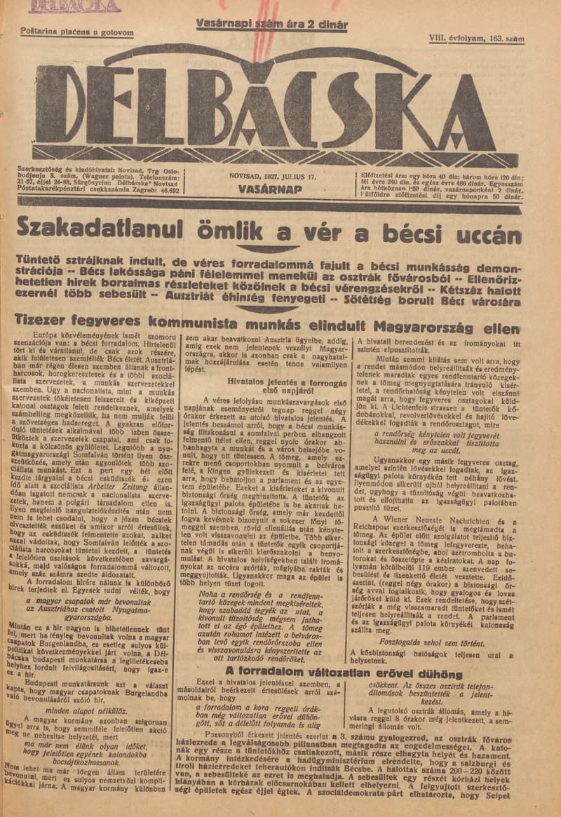 Délbácska, 8. évf. 1927. július 17. 163. sz.