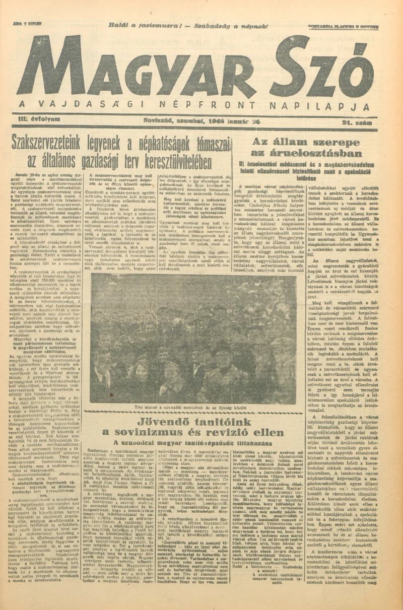 Magyar Szó, 3. évf. 1946. január 26. 21. sz. 1–4. oldal