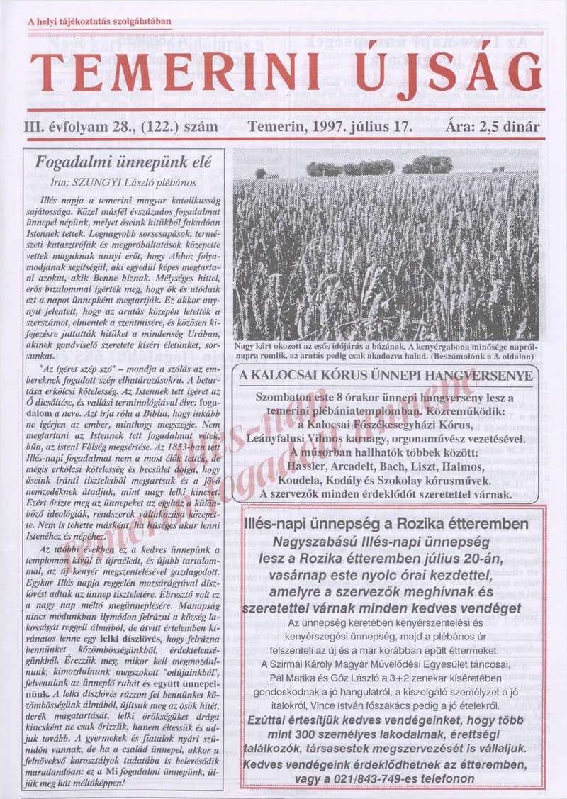 Temerini Újság, 3. évf. 1997. július 17. 28. sz.