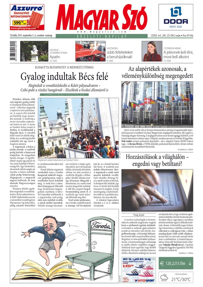 Magyar Szó, 72. évf. 2015. szeptember 5. – 6. 205. sz. 1–32. oldal