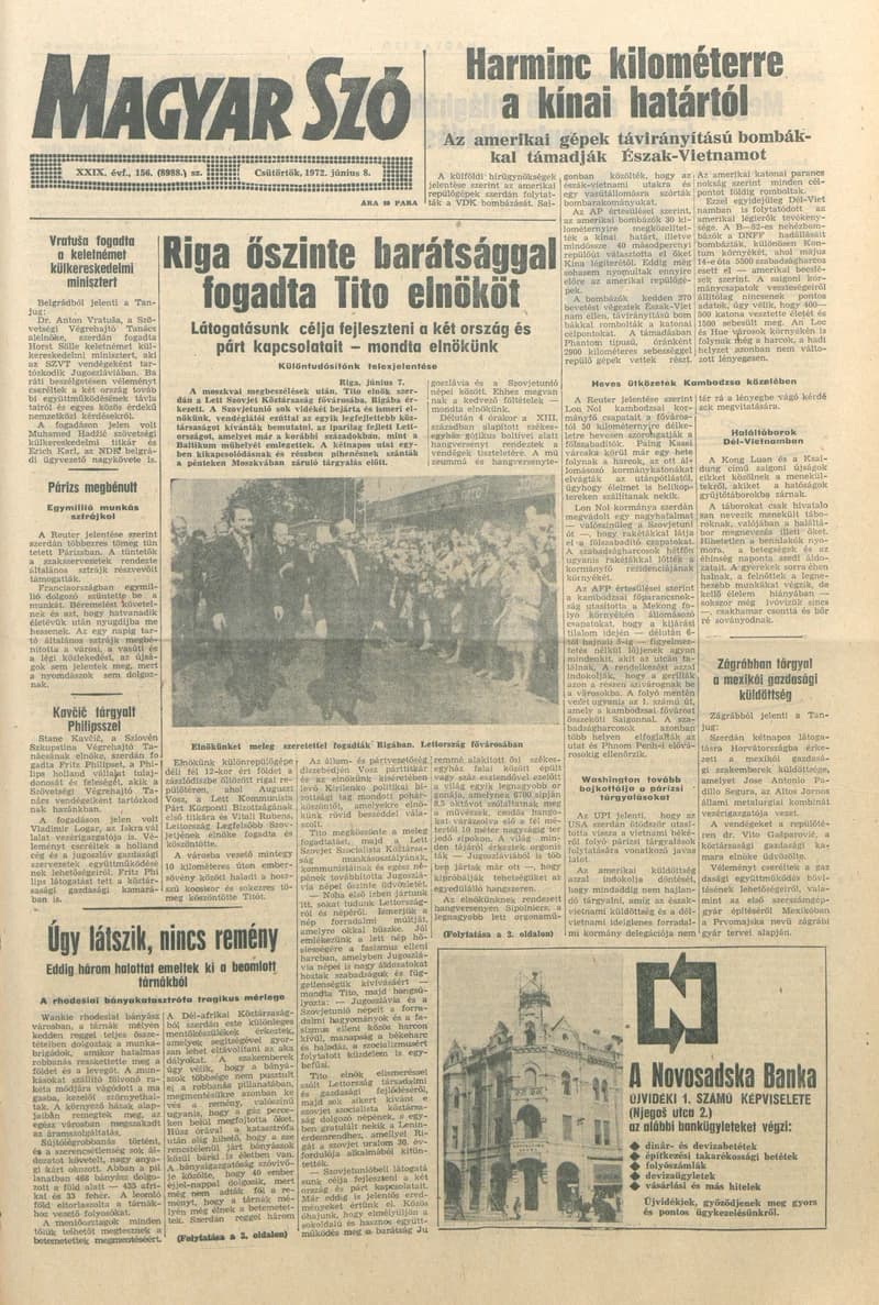 Magyar Szó, 29. évf. 1972. június 8. 156. sz. 1–16. oldal