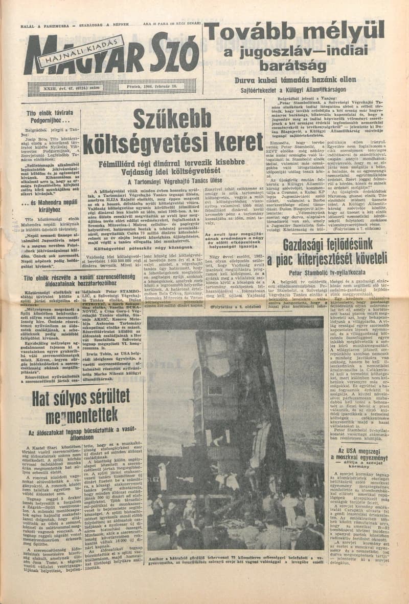Magyar Szó, 23. évf. 1966. február 18. 47. sz.