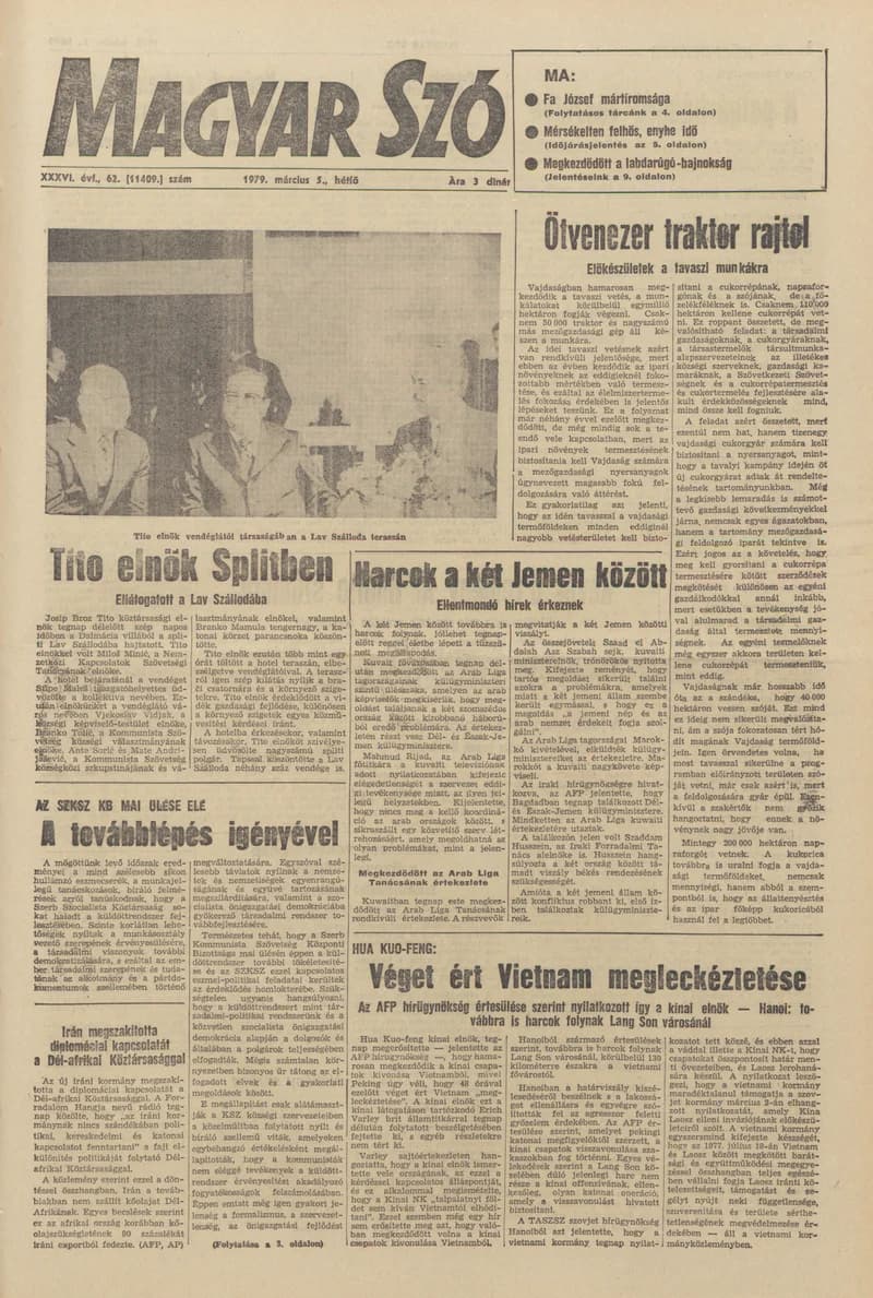 Magyar Szó, 36. évf. 1979. március 5. 62. sz. 1–16. oldal