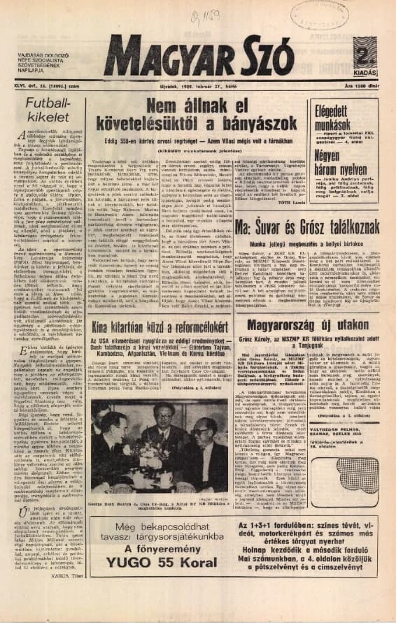 Magyar Szó, 46. évf. 1989. február 27. 55. sz. 1–20. oldal