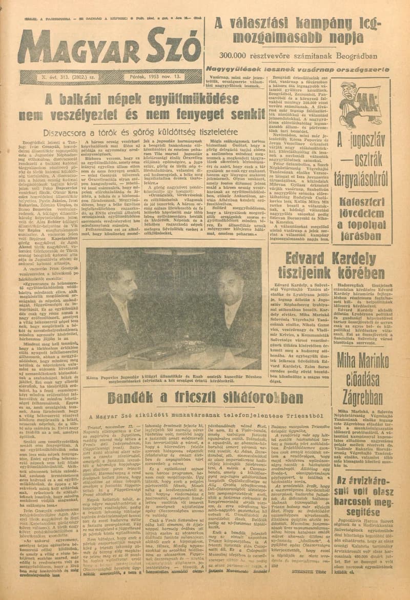 Magyar Szó, 10. évf. 1953. november 13. 313. sz. 1–10. oldal
