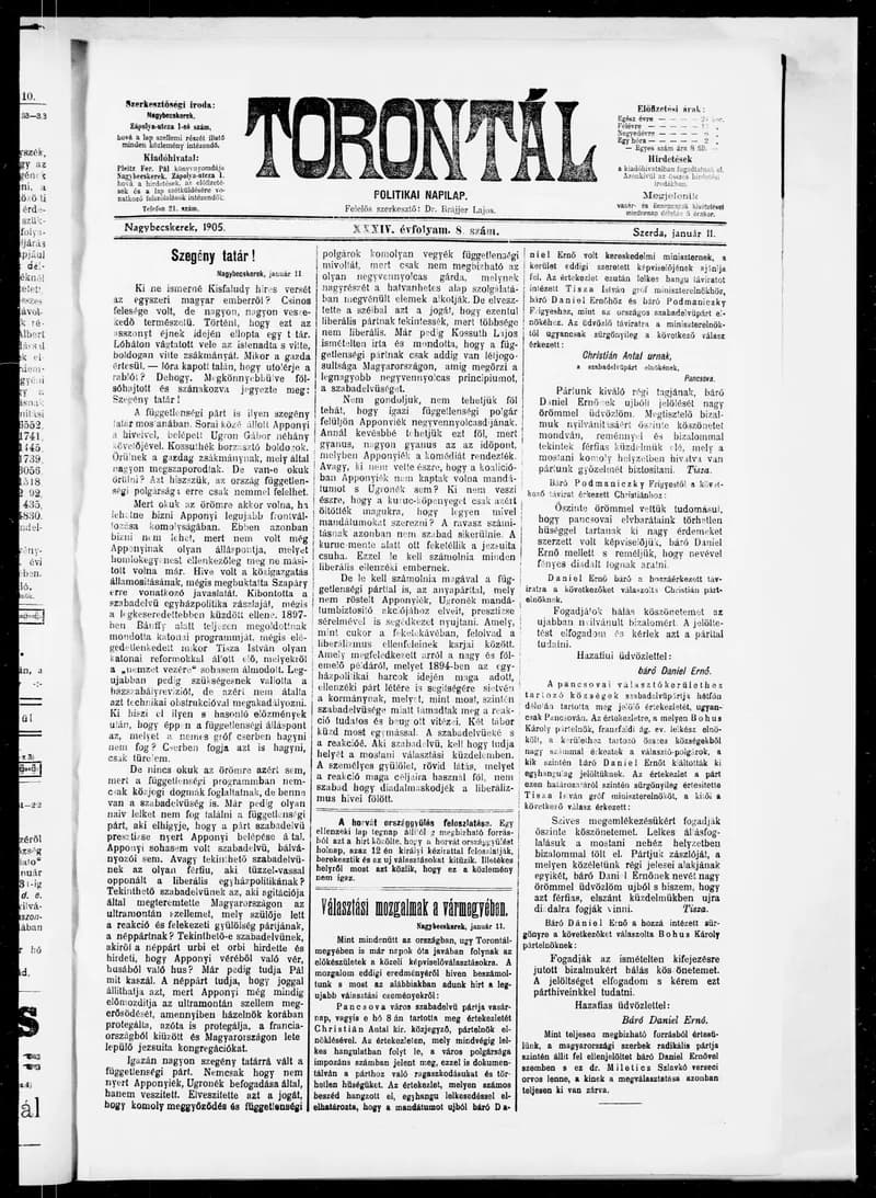 Torontál, 34. évf. 1905. január 11. 8. sz.