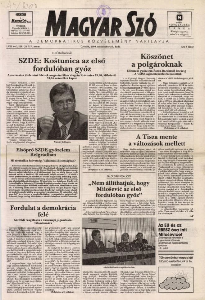 Magyar Szó, 57. évf. 2000. szeptember 26. 228. sz. 1–16. oldal
