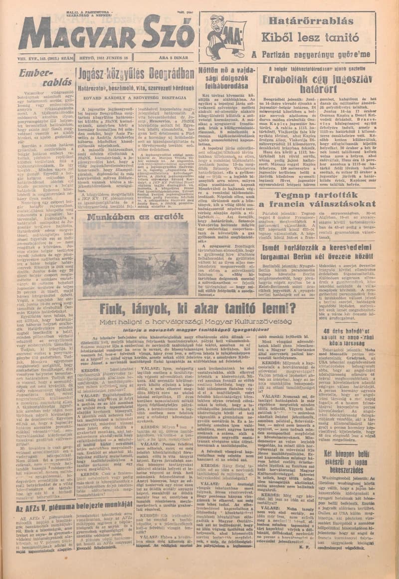 Magyar Szó, 8. évf. 1951. június 18. 143. sz. 1–4. oldal