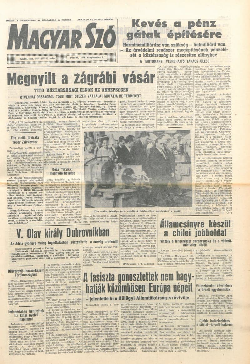 Magyar Szó, 23. évf. 1966. szeptember 9. 247. sz.