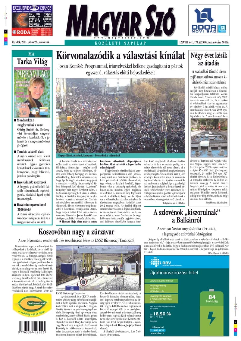 Magyar Szó, 68. évf. 2011. július 28. 173. sz.