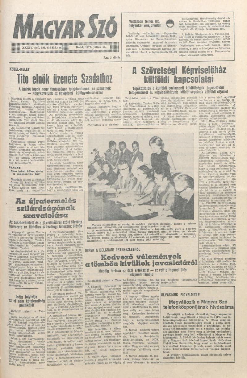 Magyar Szó, 34. évf. 1977. július 19. 196. sz.
