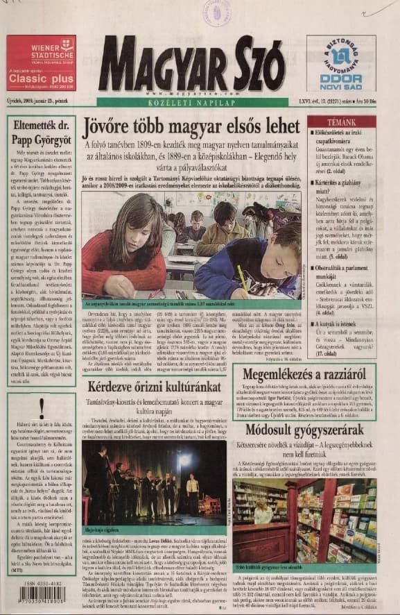 Magyar Szó, 66. évf. 2009. január 23. 17. sz. 1–20. oldal