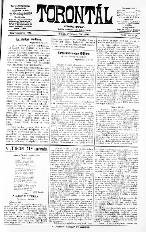 Torontál, 31. évf. 1902. április 29. 98. sz.
