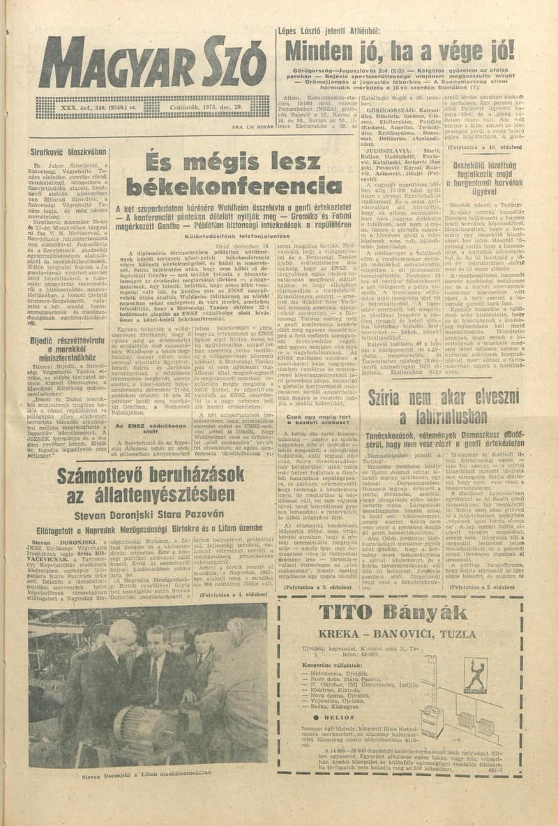 Magyar Szó, 30. évf. 1973. december 20. 348. sz.