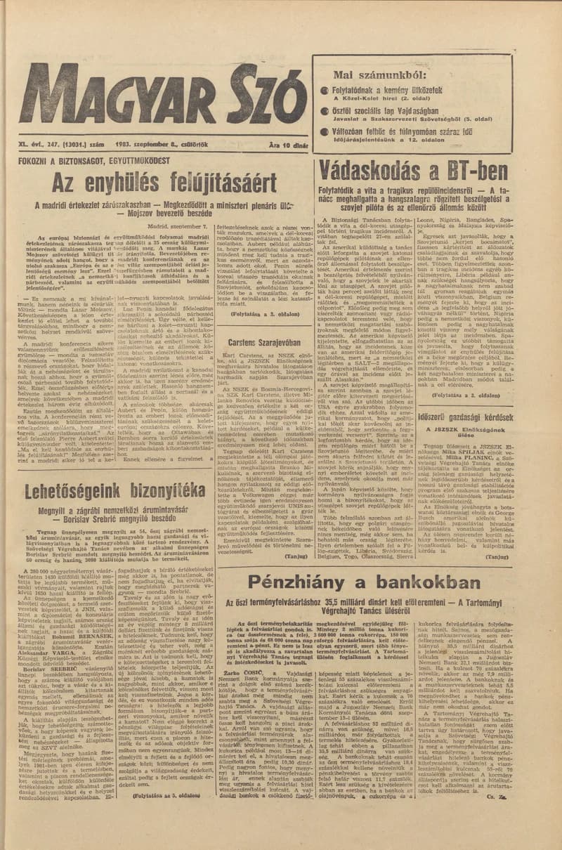 Magyar Szó, 40. évf. 1983. szeptember 8. 247. sz.