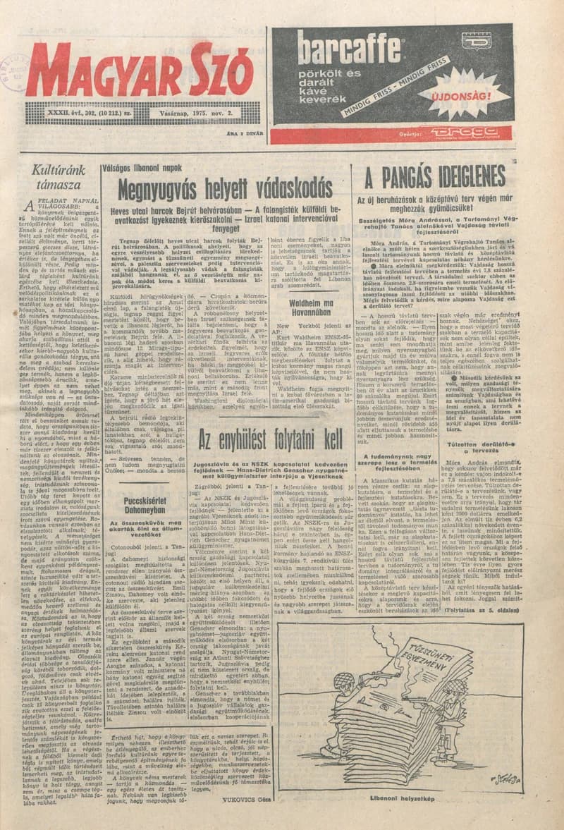 Magyar Szó, 32. évf. 1975. november 2. 302. sz.