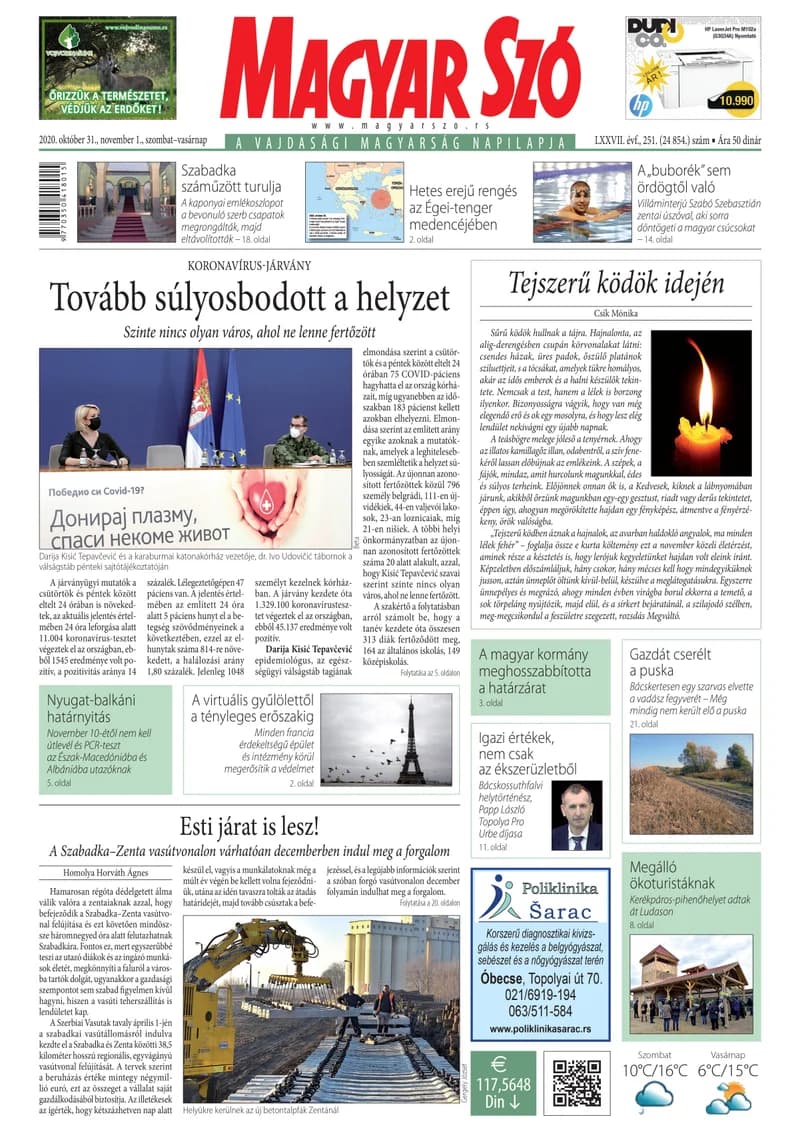 Magyar Szó, 77. évf. 2020. október 31. – november 1. 251. sz. 1–32. oldal