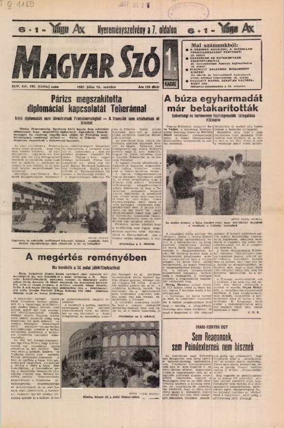Magyar Szó, 44. évf. 1987. július 18. 195. sz. 1–20. oldal