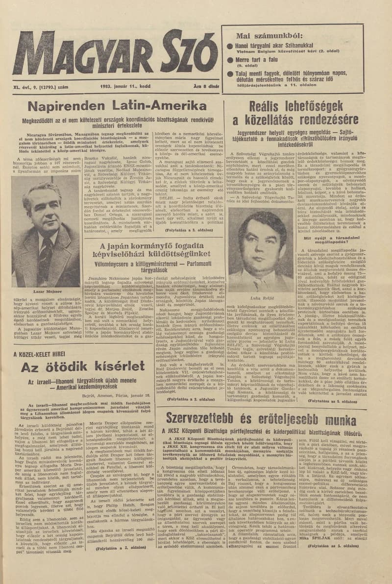 Magyar Szó, 40. évf. 1983. január 11. 9. sz. 1–20. oldal