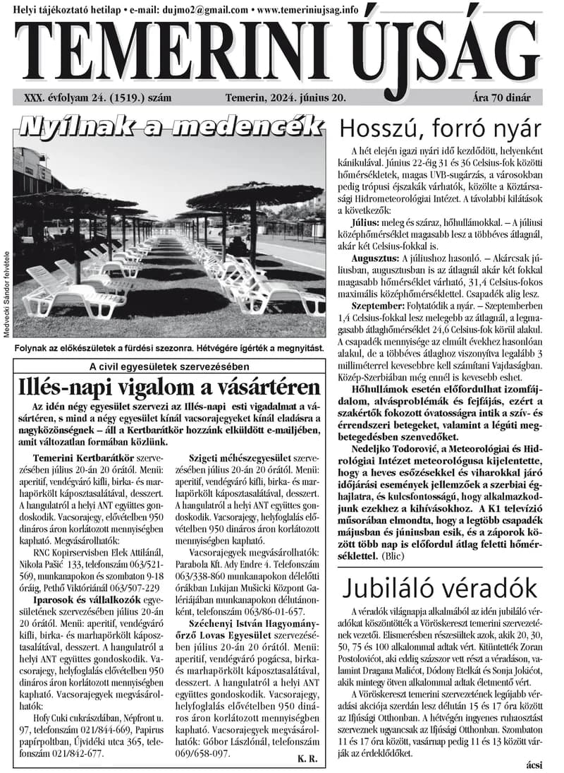 Temerini Újság, 30. évf. 2024. június 20. 24. sz.