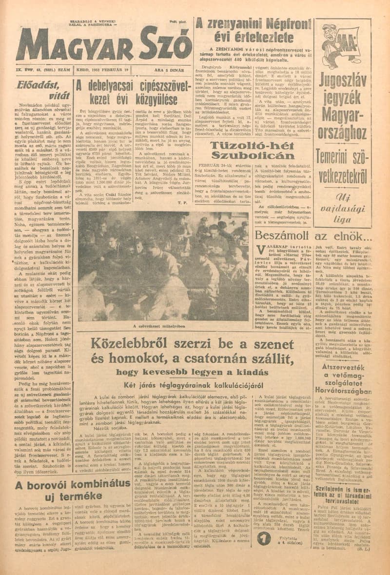 Magyar Szó, 9. évf. 1952. február 19. 43. sz. 1–4. oldal