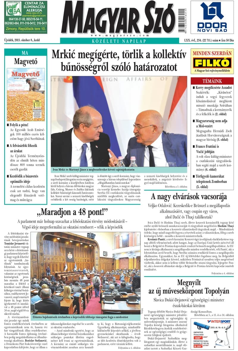 Magyar Szó, 70. évf. 2013. október 8. 234. sz. 1–20. oldal