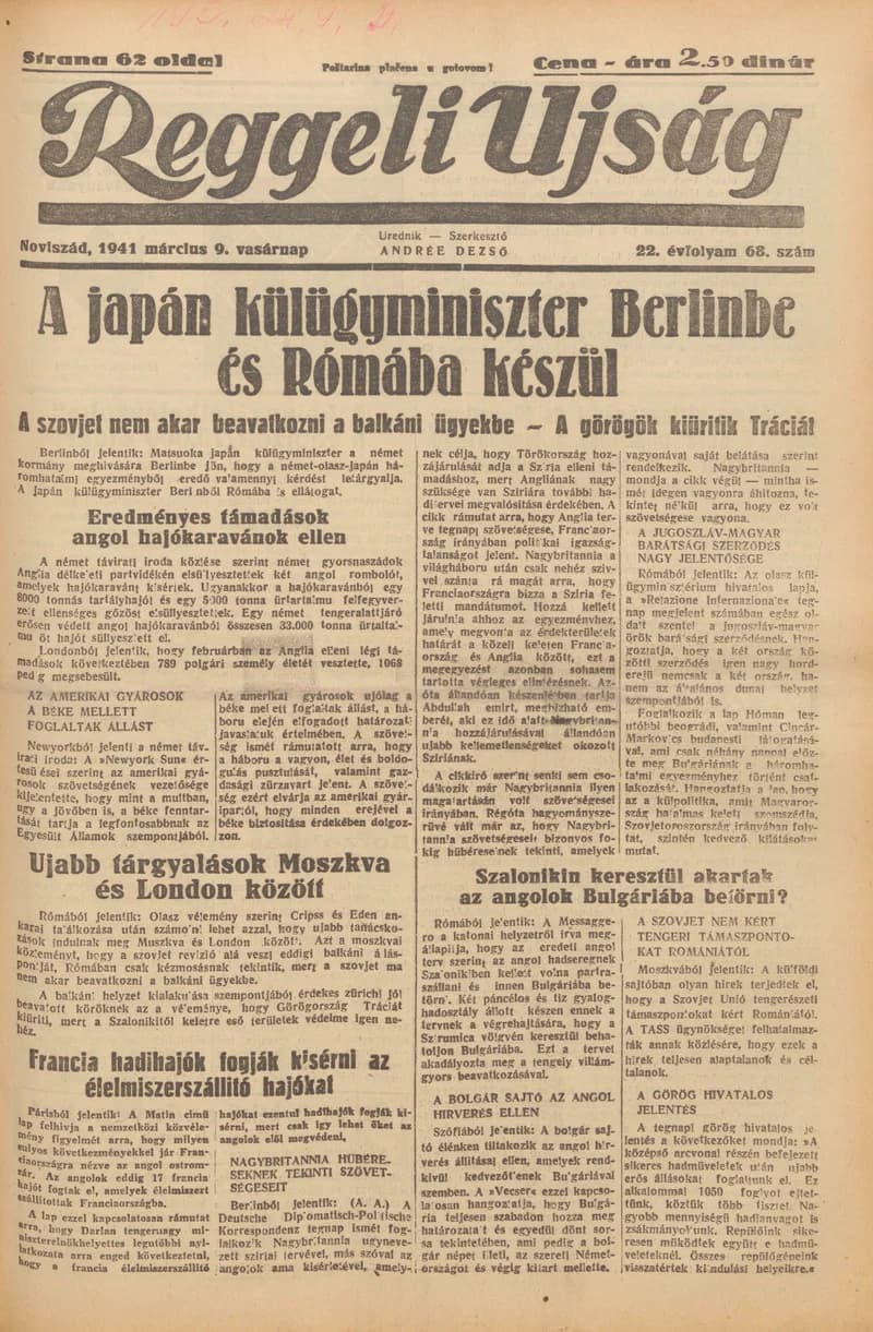 Reggeli Újság, 22. évf. 1941. március 9. 68. sz.
