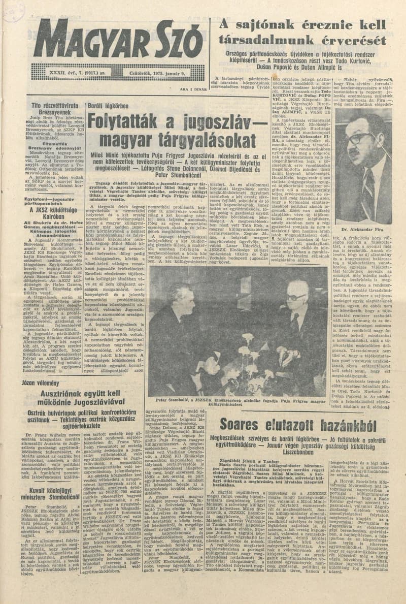 Magyar Szó, 32. évf. 1975. január 9. 7. sz. 1–16. oldal