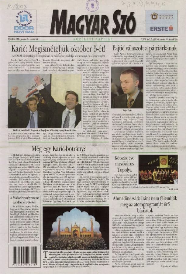 Magyar Szó, 63. évf. 2006. január 12. 7. sz. 1–20. oldal