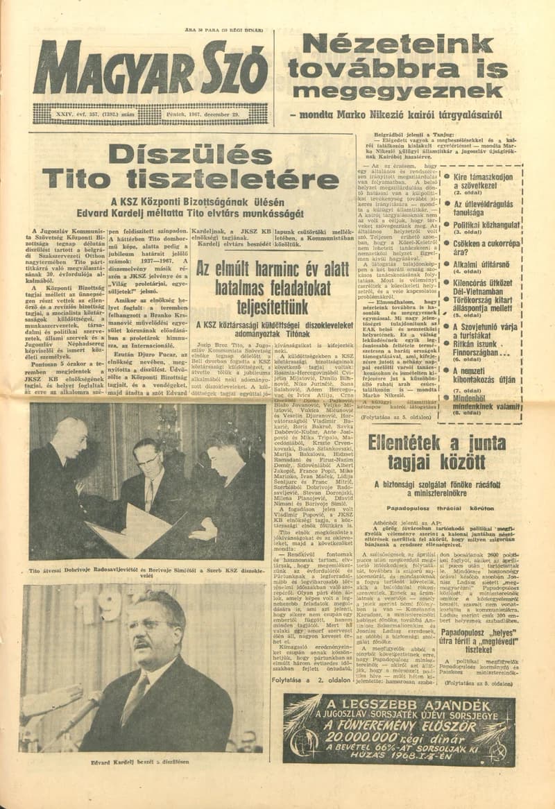 Magyar Szó, 24. évf. 1967. december 29. 357. sz. 1–16. oldal