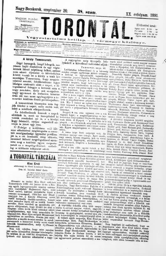 Torontál, 20. évf. 1891. szeptember 20. 38. sz.