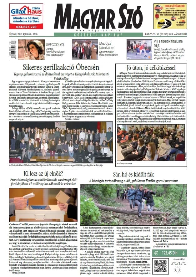 Magyar Szó, 74. évf. 2017. április 24. 93. sz. 1–20. oldal