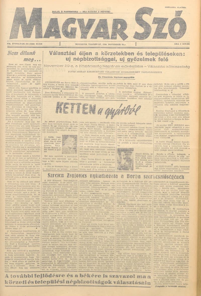 Magyar Szó, 7. évf. 1950. november 26. 231. sz. 1–4. oldal