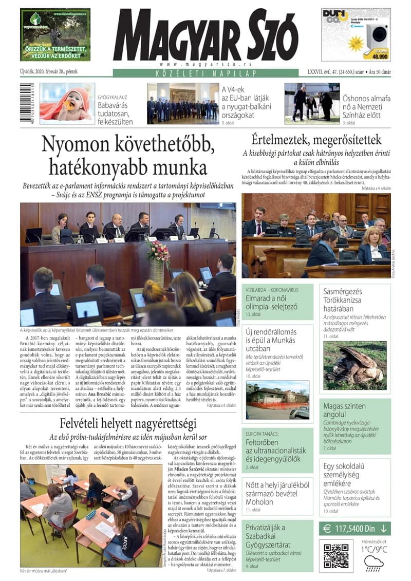 Magyar Szó, 77. évf. 2020. február 28. 47. sz. 1–16. oldal