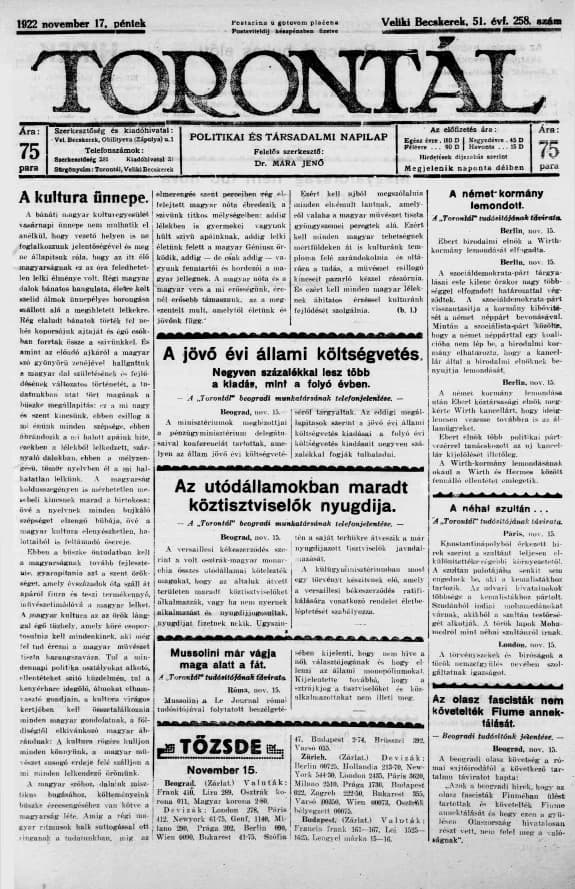 Torontál, 51. évf. 1922. november 17. 258. sz.