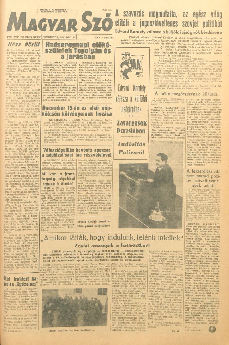 Magyar Szó, 8. évf. 1951. december 13. 293. sz. 1–6. oldal