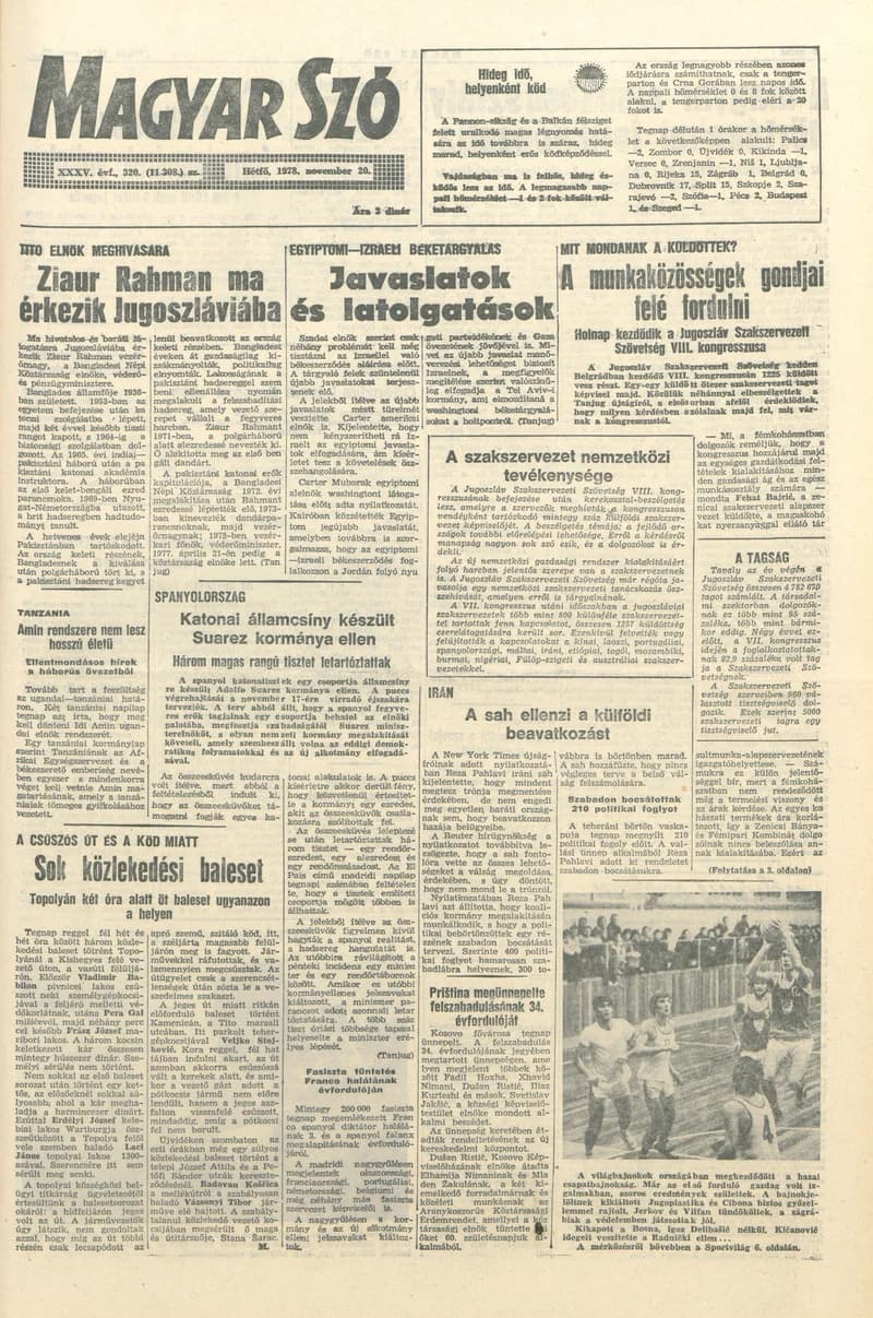 Magyar Szó, 35. évf. 1978. november 20. 320. sz. 1–8. oldal