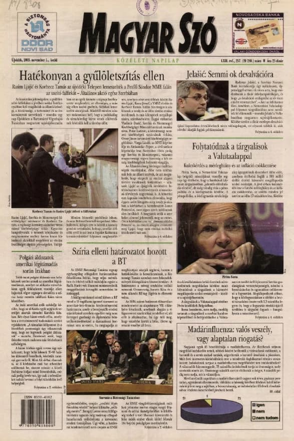 Magyar Szó, 62. évf. 2005. november 1. 257. sz. 1–20. oldal