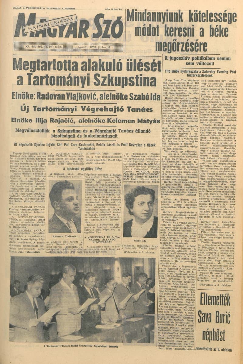 Magyar Szó, 20. évf. 1963. június 19. 166. sz. 1–16. oldal