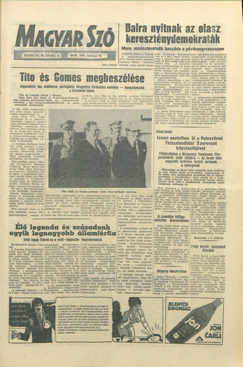 Magyar Szó, 33. évf. 1976. március 22. 80. sz. 1–8. oldal