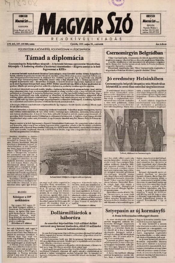 Magyar Szó, 56. évf. 1999. május 20. 107. sz. 1–8. oldal