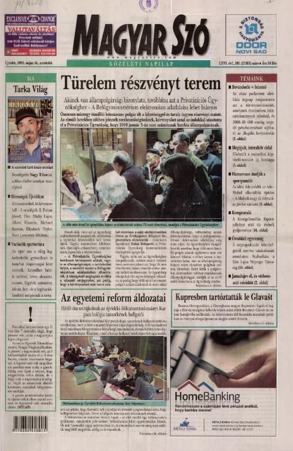 Magyar Szó, 66. évf. 2009. május 14. 109. sz. 1–20. oldal