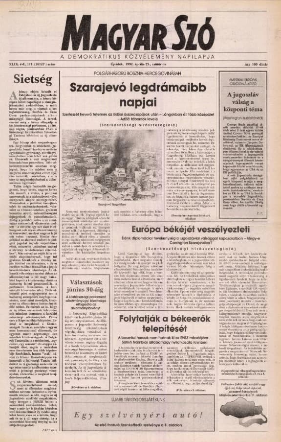 Magyar Szó, 49. évf. 1992. április 23. 111. sz. 1–16. oldal