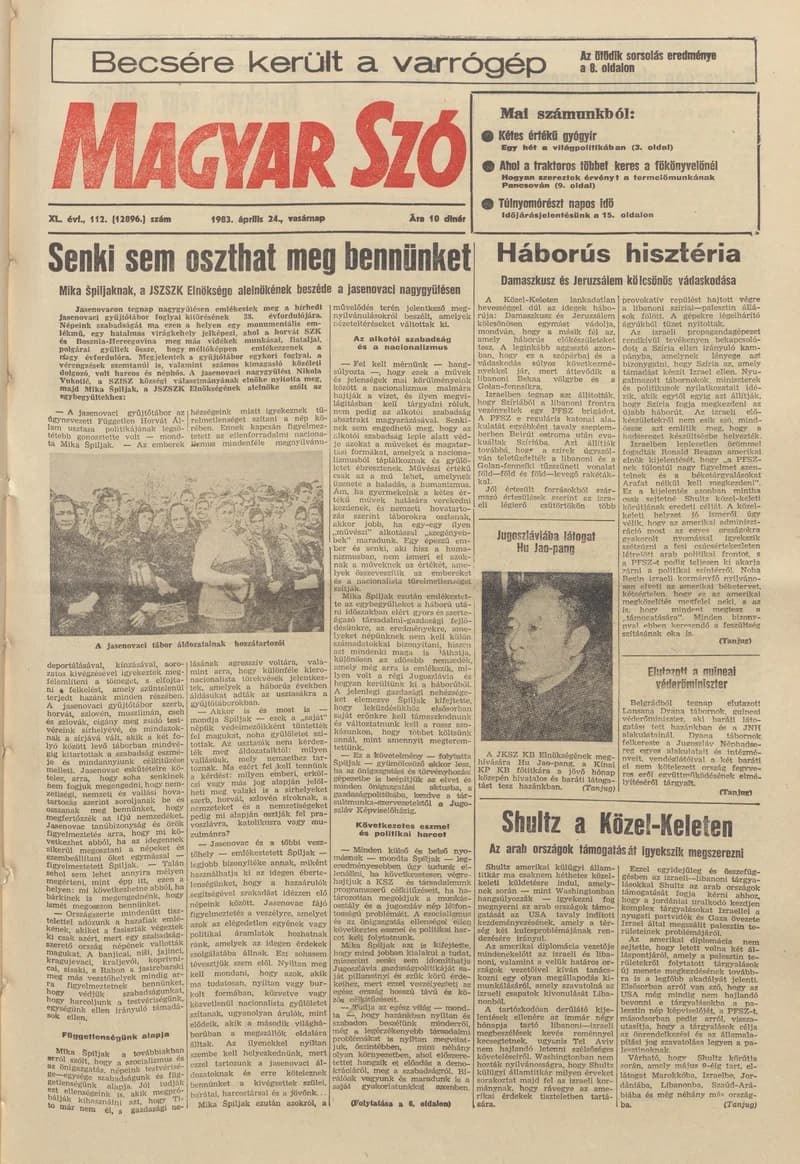 Magyar Szó, 40. évf. 1983. április 24. 112. sz. 1–28. oldal