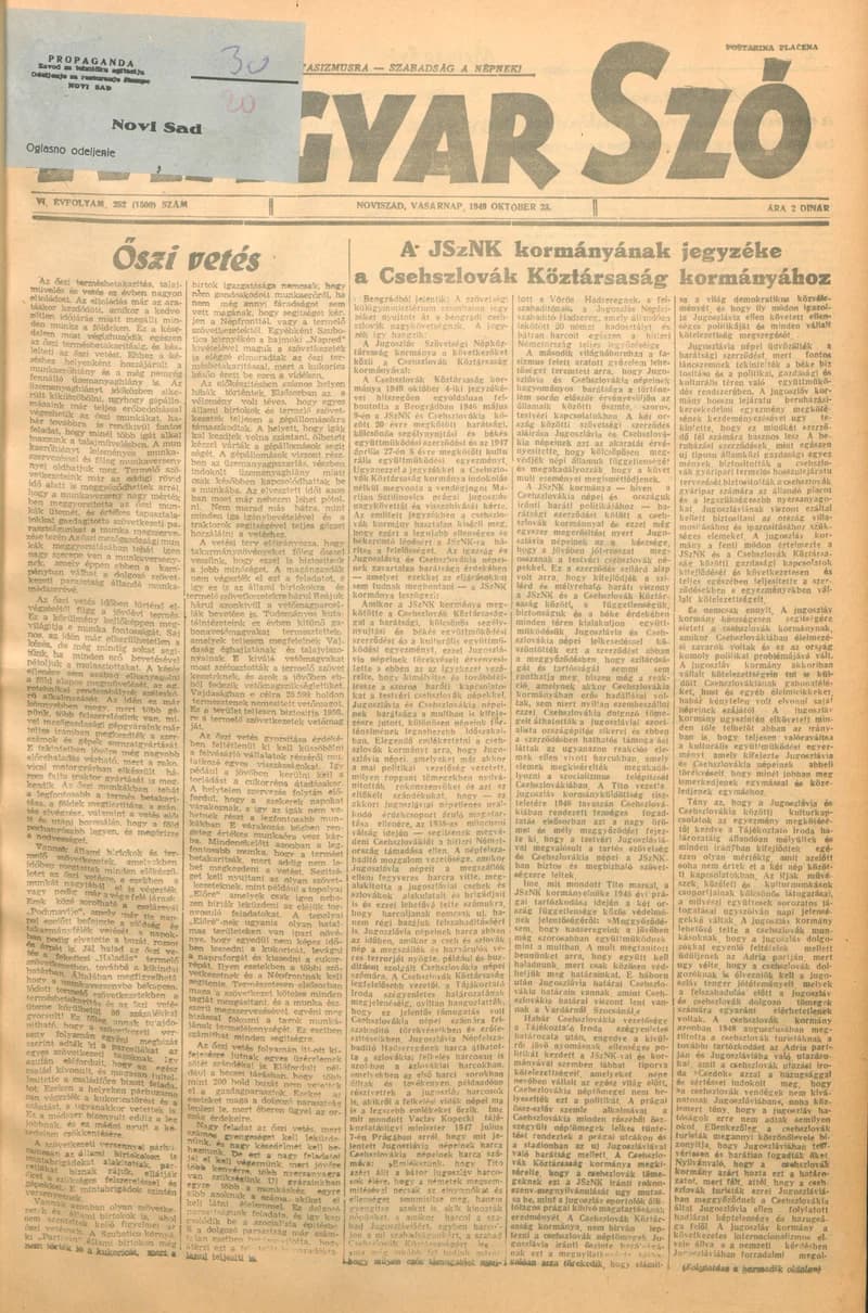 Magyar Szó, 6. évf. 1949. október 23. 252. sz. 1–4. oldal