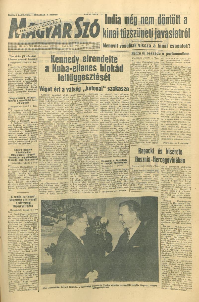 Magyar Szó, 19. évf. 1962. november 22. 323. sz. 1–14. oldal